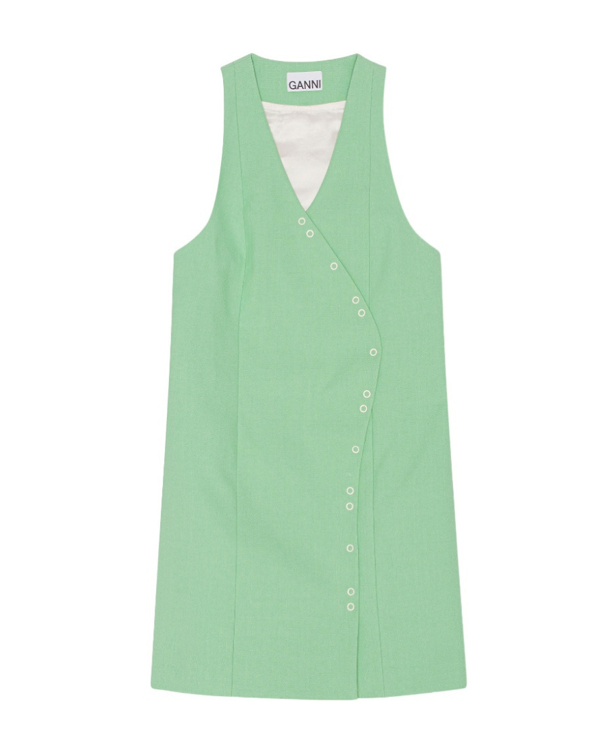 Ganni + Net Sustain Organic Cotton-voile Mini Dress In Green