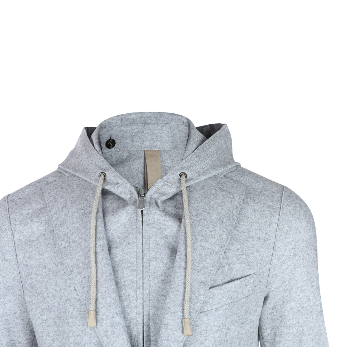 Eleventy Hooded Blazer With Front Pockets And Long Sleeves In Gray
