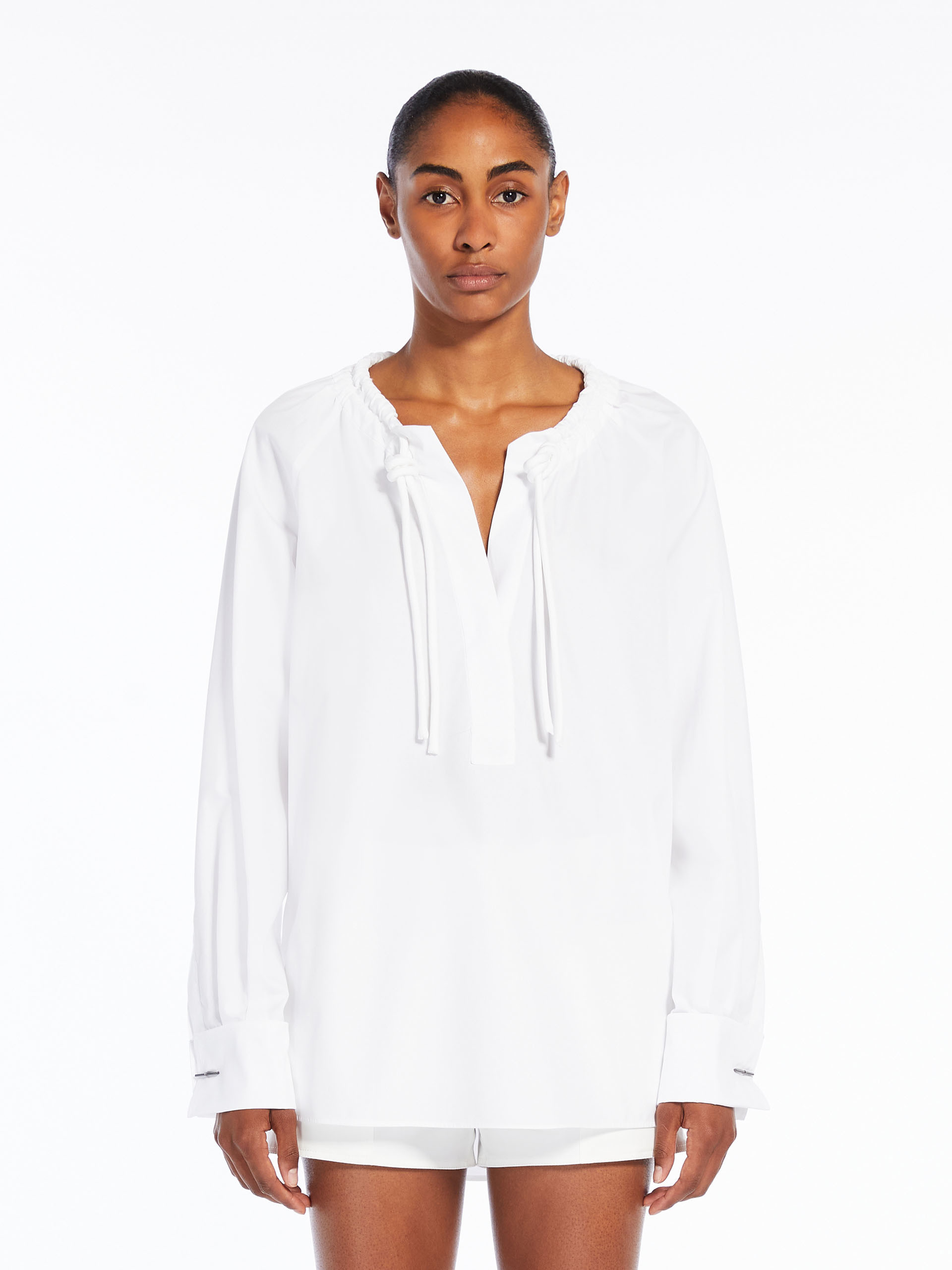 Max Mara Front Lace-up Blouse In White