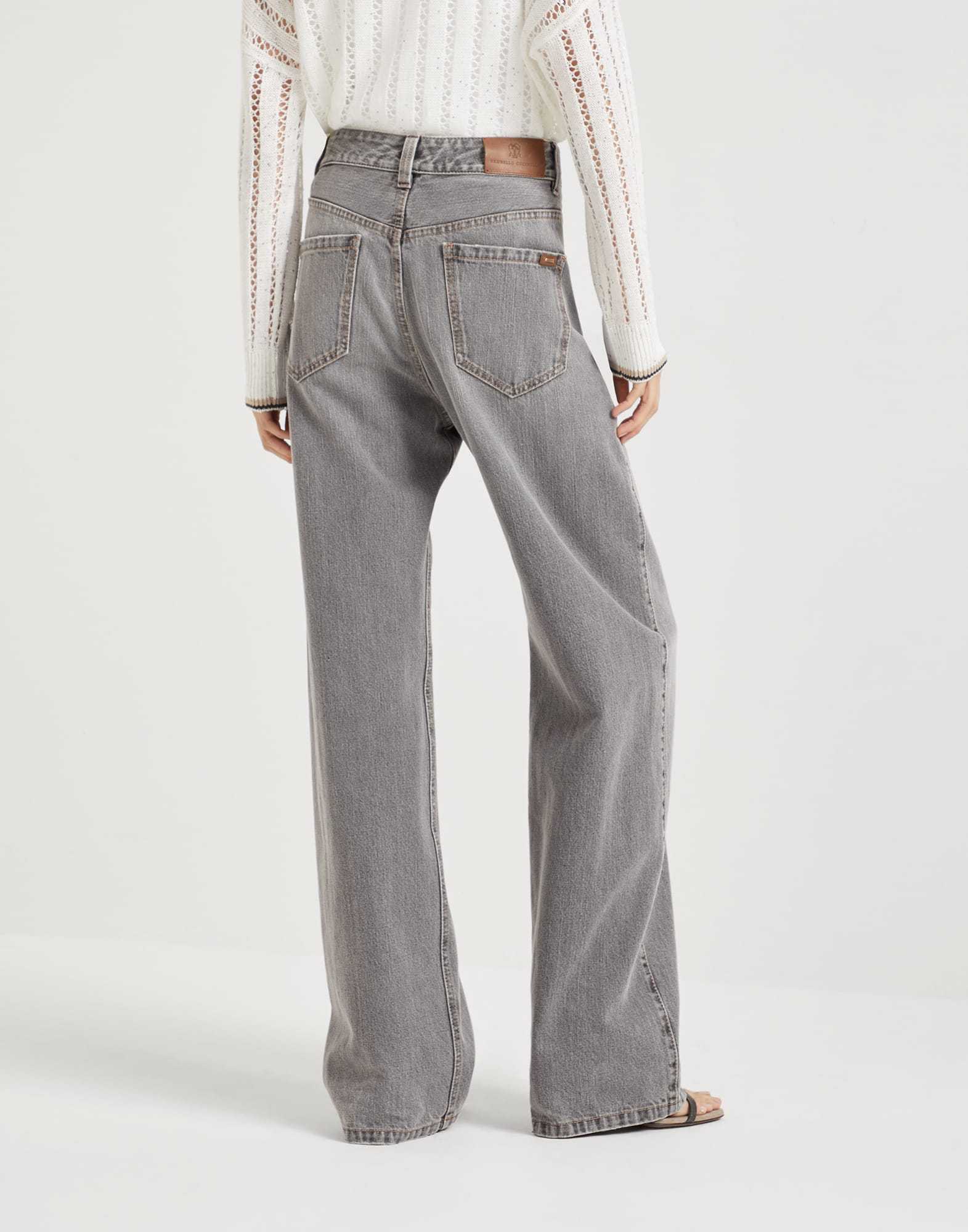 Brunello Cucinelli Denim Trousers With Belt Loops In Cowboy Grey
