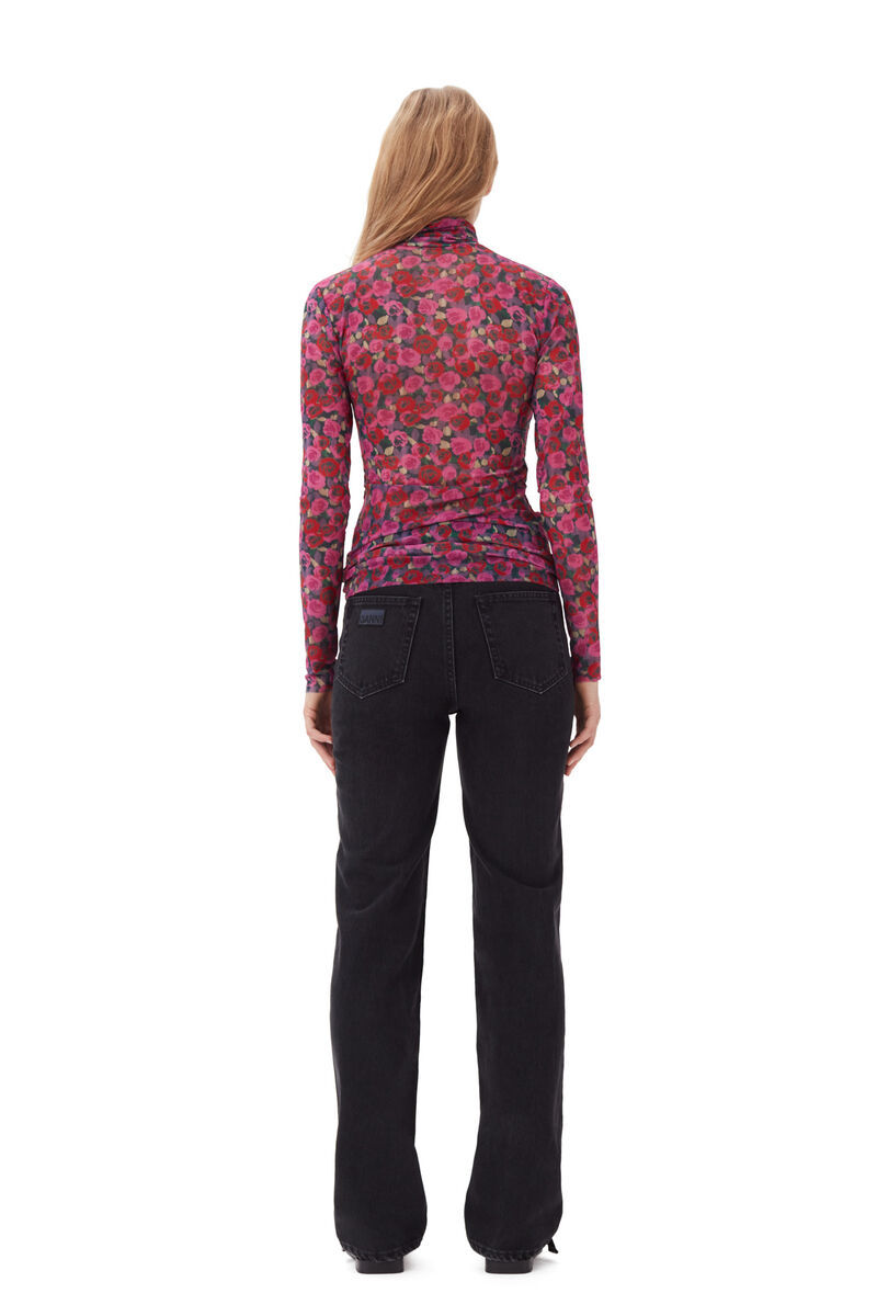 Ganni Straight Denim Trousers In Black