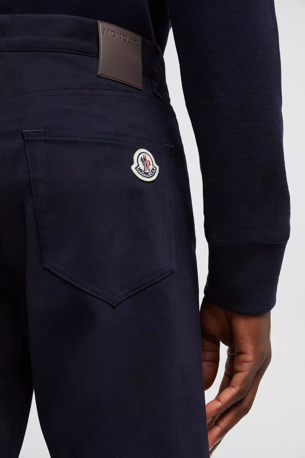 Shop Moncler Cotton Trousers In Blue