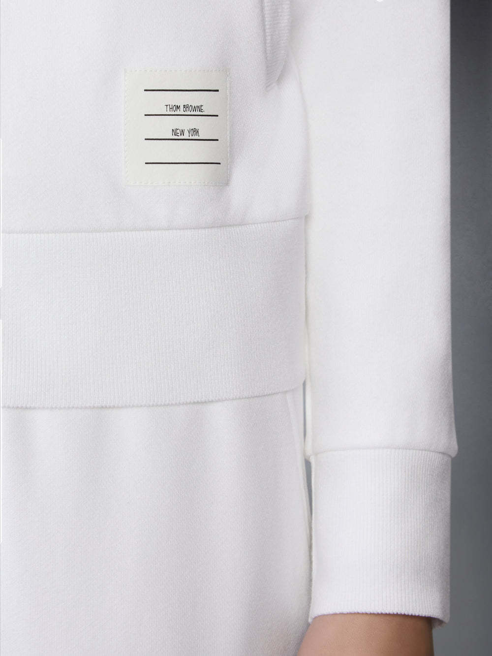 Thom Browne Classic Loopback 4-bar Zip Up Hoodie In White