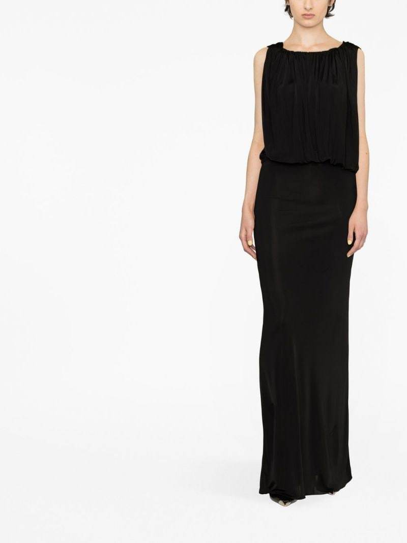 Saint Laurent Shoulder-baring Long Dress With Gathered Accents In Black