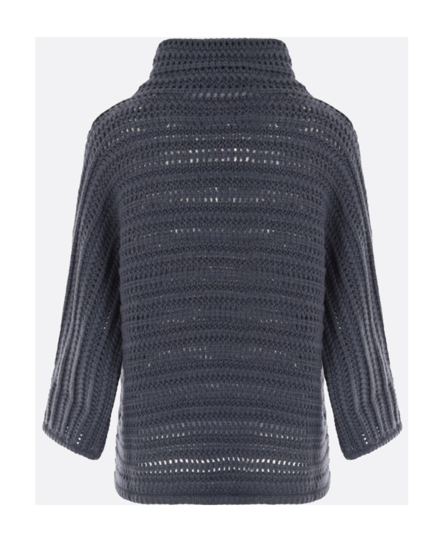 Brunello Cucinelli Open-knit Cashmere Pullover In Black