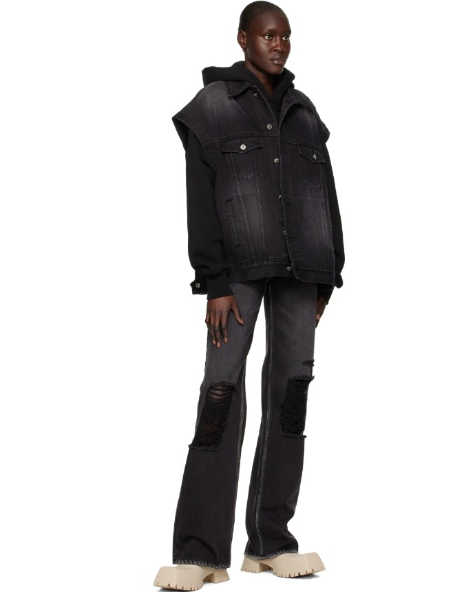 We11 Done Denim Vest In Black