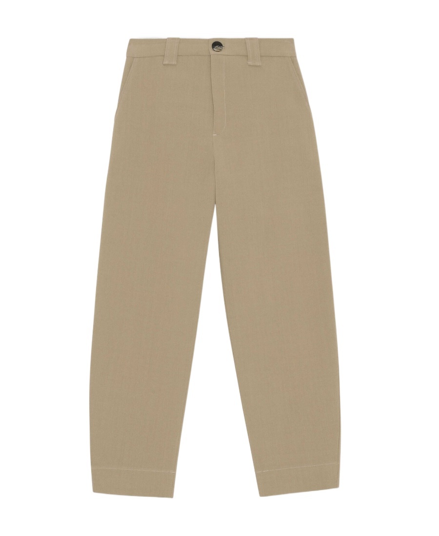 Ganni Cropped Tailored Trousers In Nude