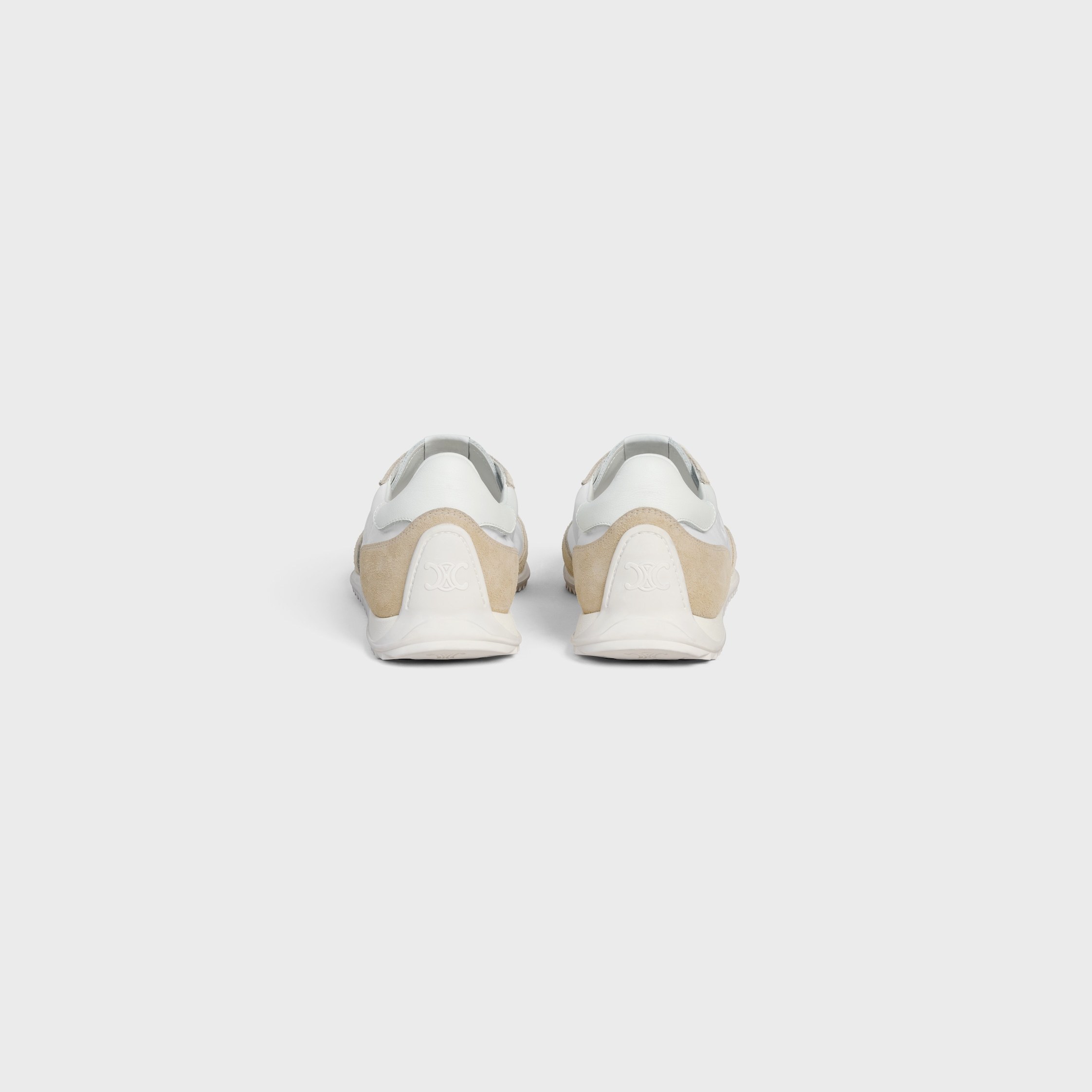 Celine Triomph Low Lace-up Sneaker With Suede Panels In White