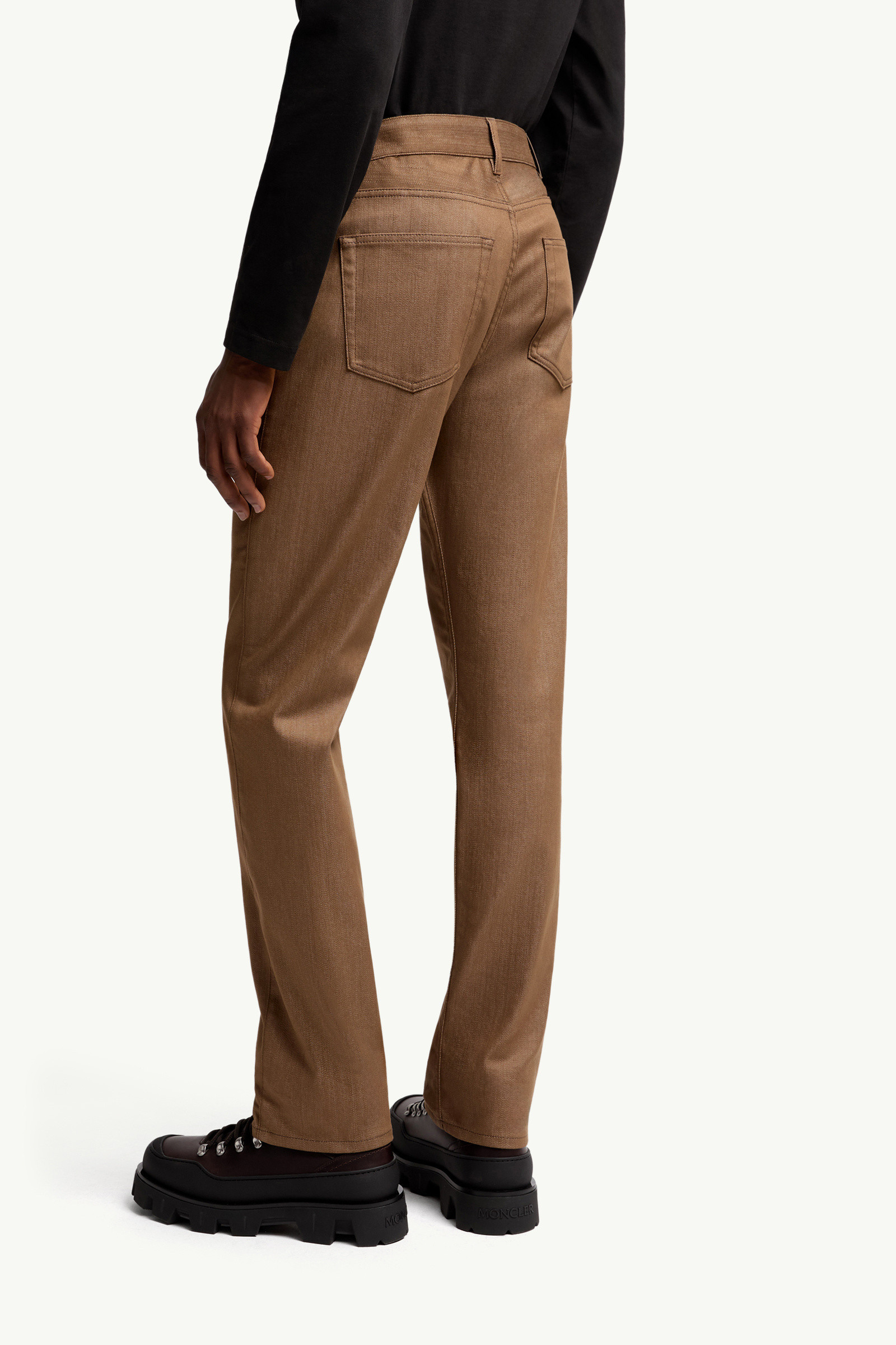 Moncler Straight Leg Denim Jeans In Brown