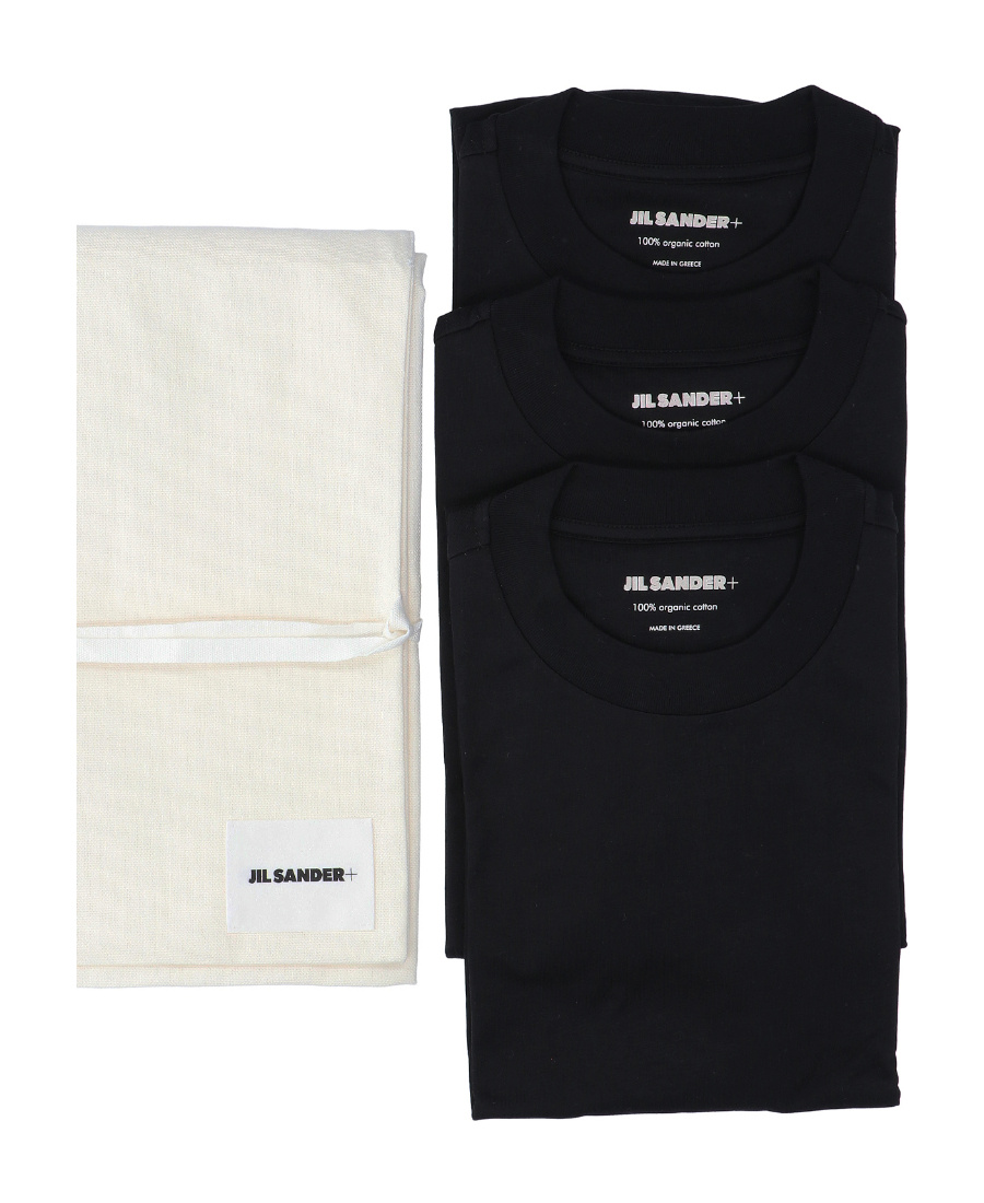 Jil Sander 3 T-shirt Pack With Logo Patch In Cotton Woman In Black