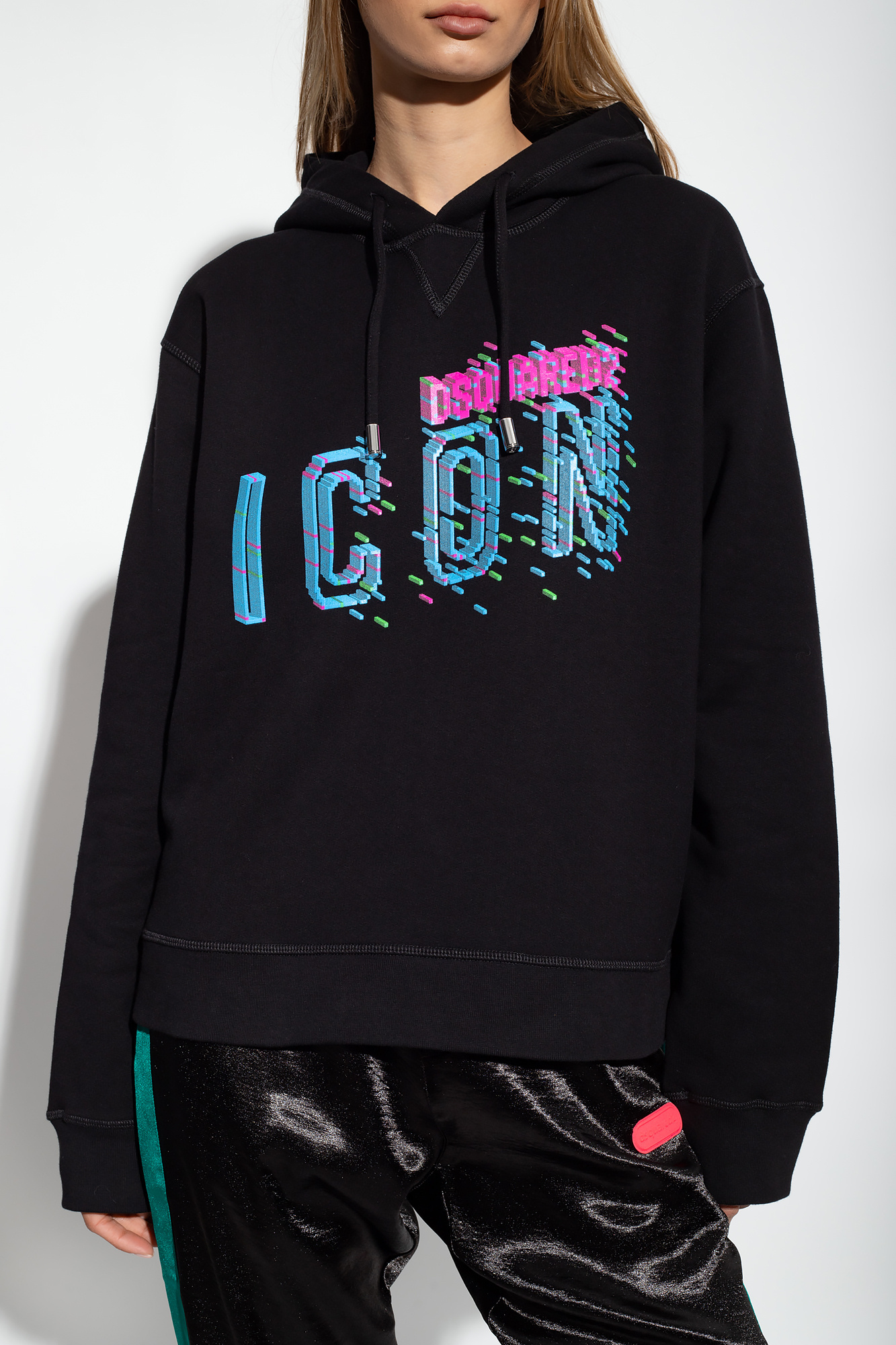 Dsquared2 Logo-print Drawstring Cotton Hoodie In Black