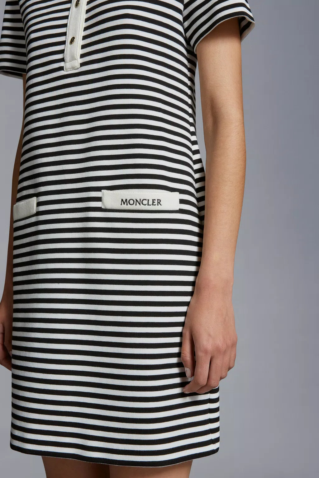 Moncler Polo Shirt Mini Dress In Black