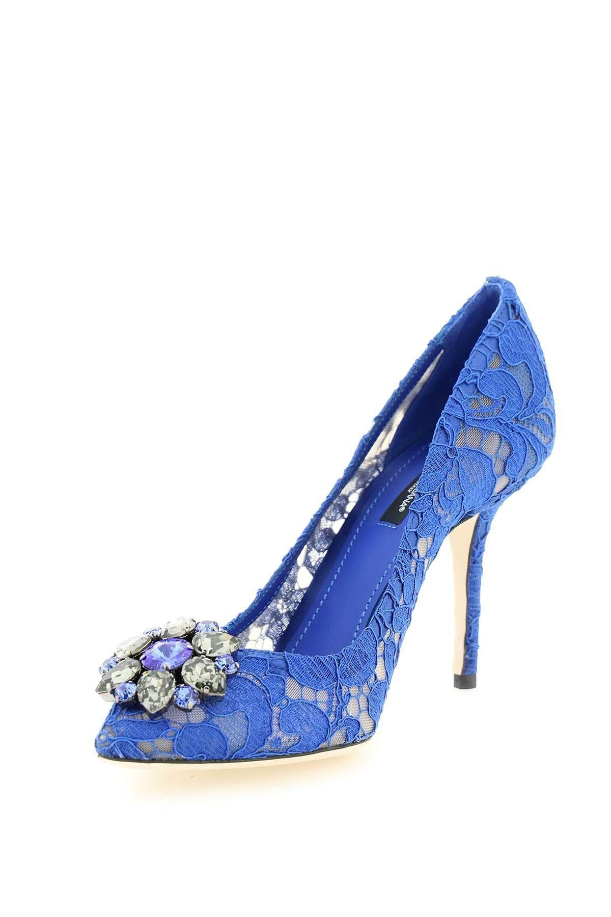 Dolce & Gabbana Rainbow Lace 90mm Brooch-detail Pumps In Blue