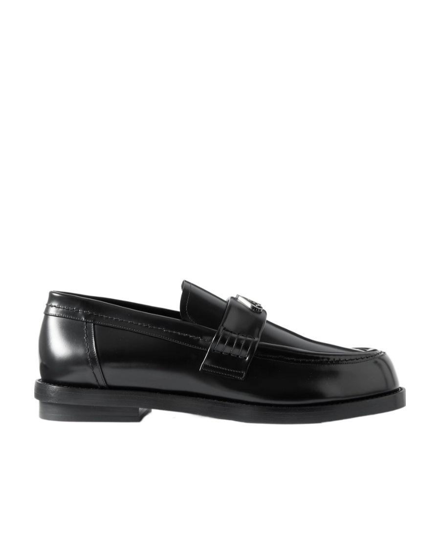 Alexander Mcqueen Logo Plaque Slip-on Penny Loafers In Black