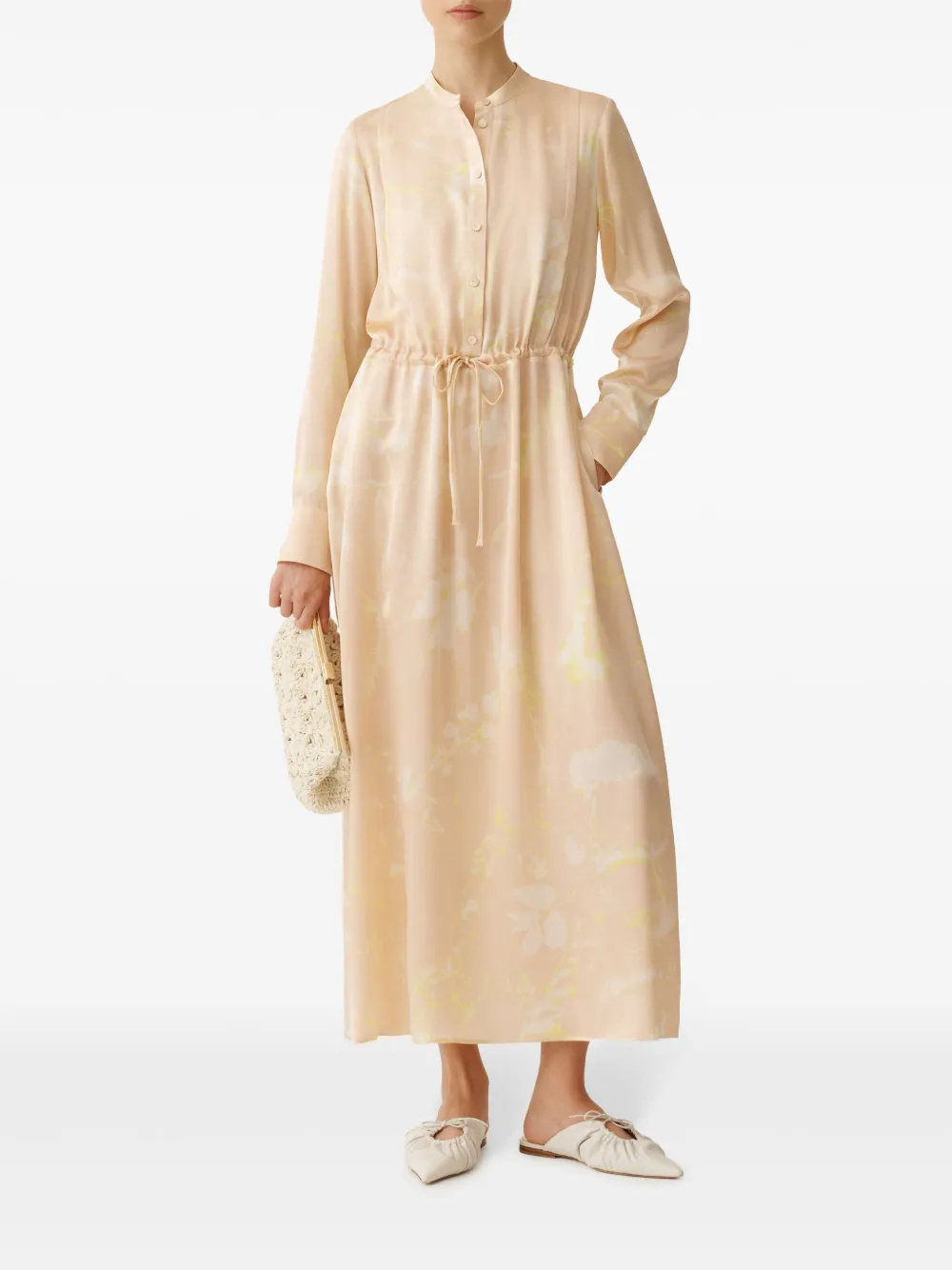 Fabiana Filippi Tilia Print Shirt Dress With Gathering At Waist In White