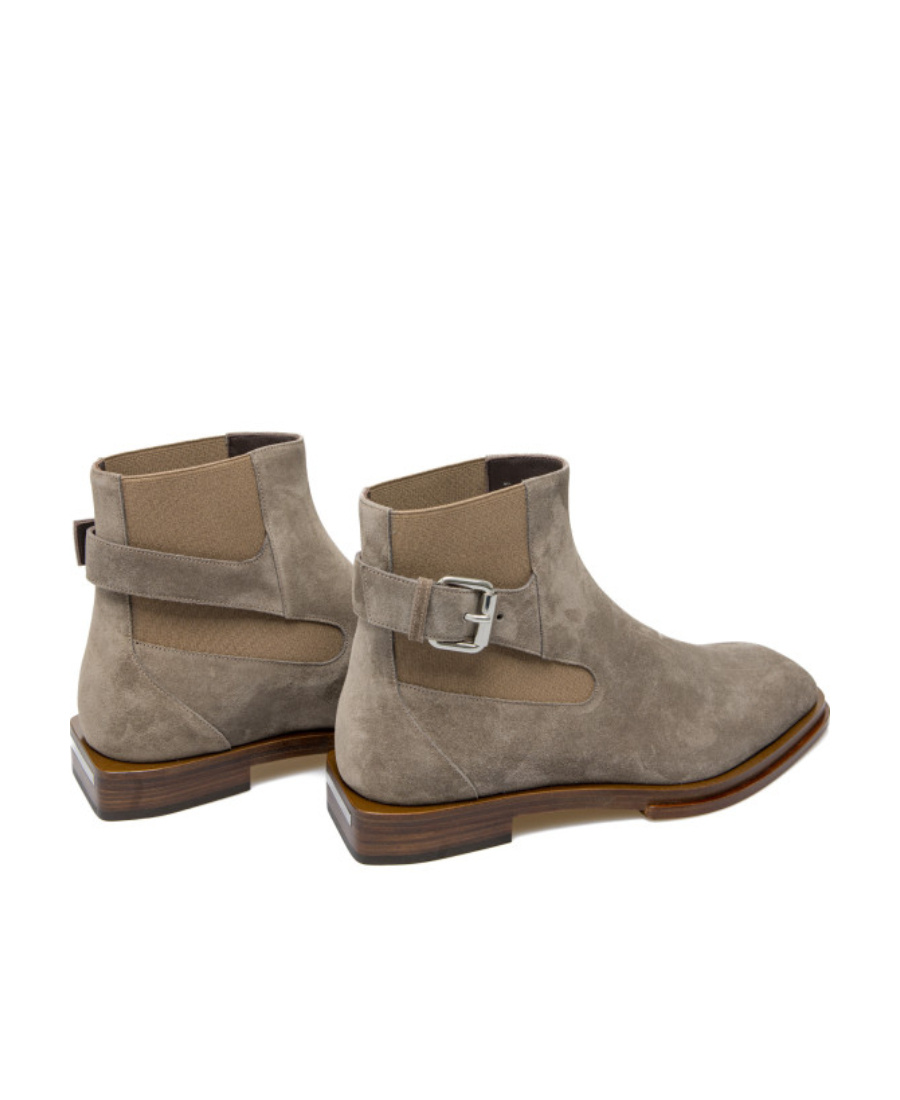 Alexander Mcqueen Round-headed Boots In Gray