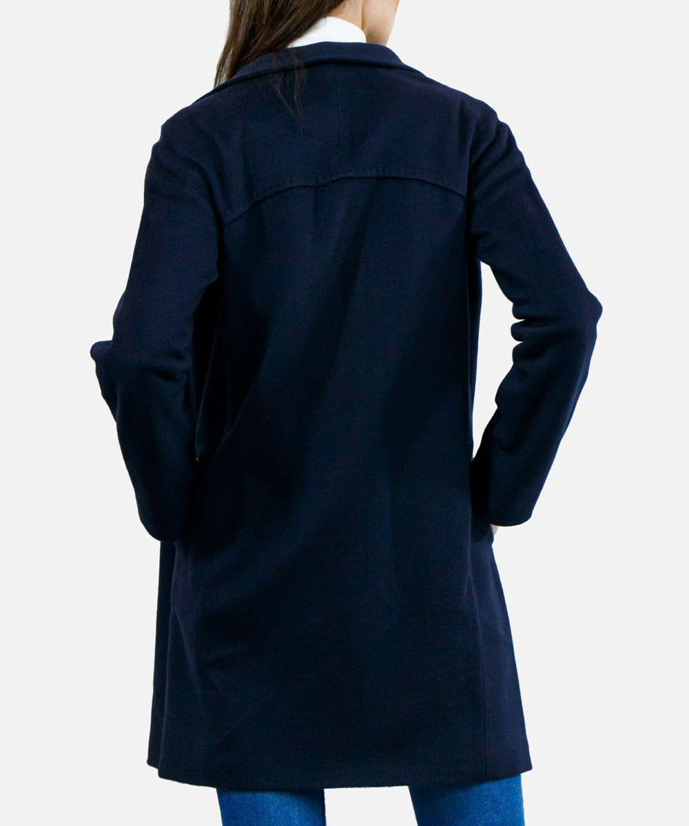Max Mara Medium Length Overcoat In Blue