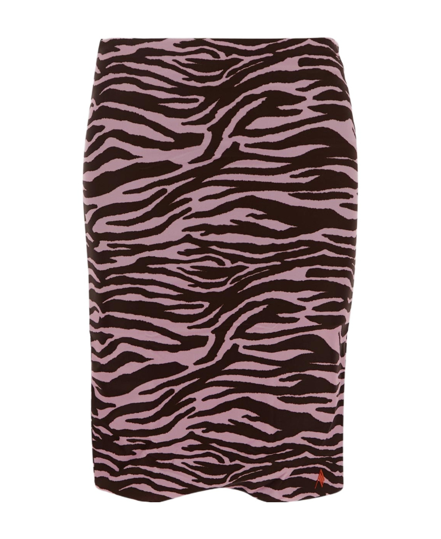 Attico Zebra-print Pencil Midi Skirt In Black