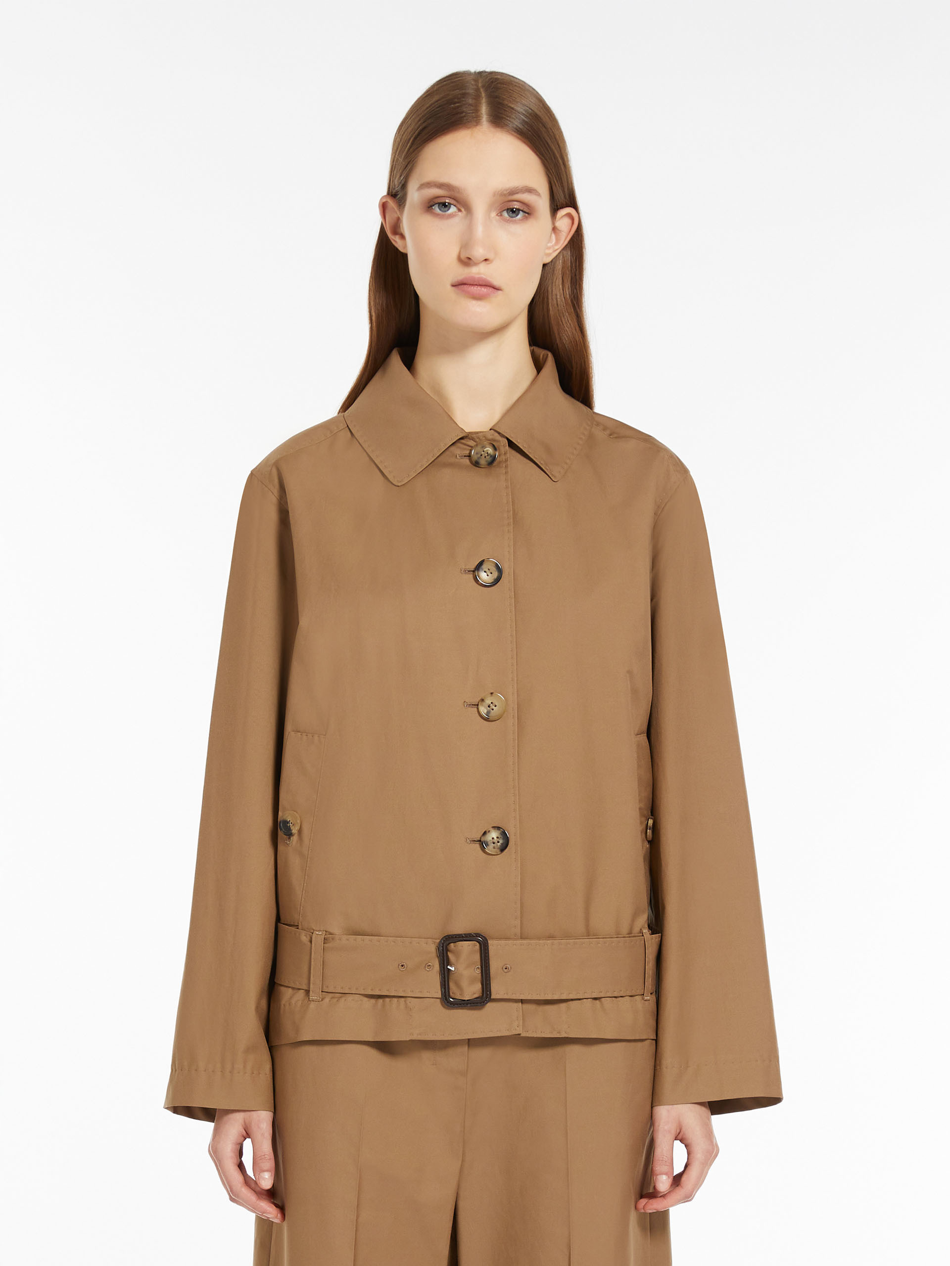 Max Mara Short Single-breasted Trench Coat In Brown