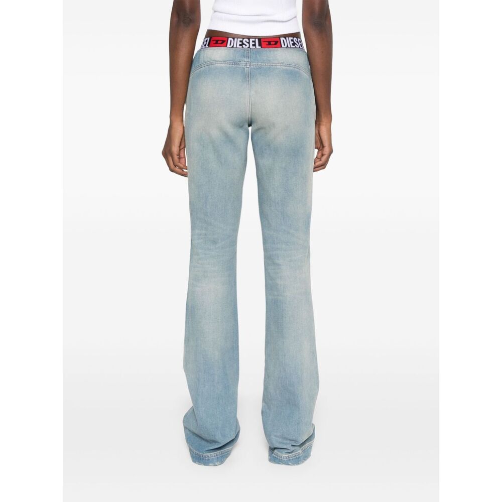 Diesel Logo-waistband Jeans In Blue