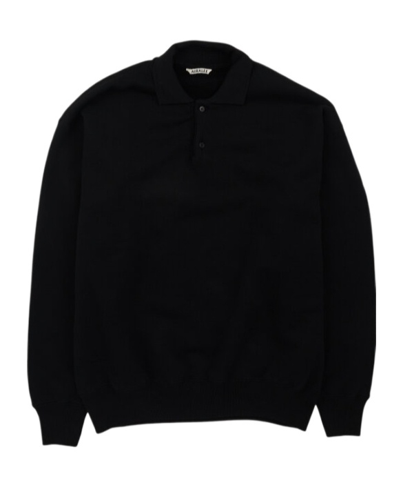 Auralee Long-sleeved Polo Shirt In Black