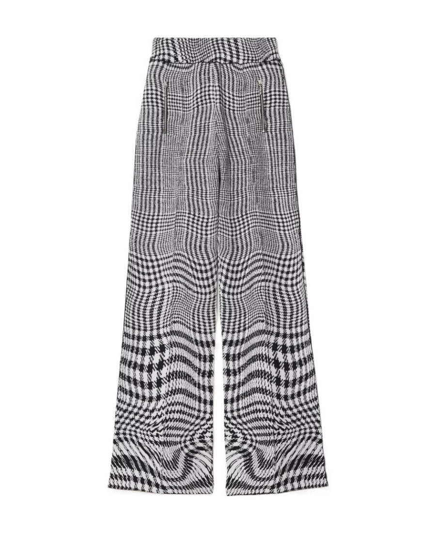 Burberry Warped Houndstooth Jacquard Wool-blend Trousers In Gray