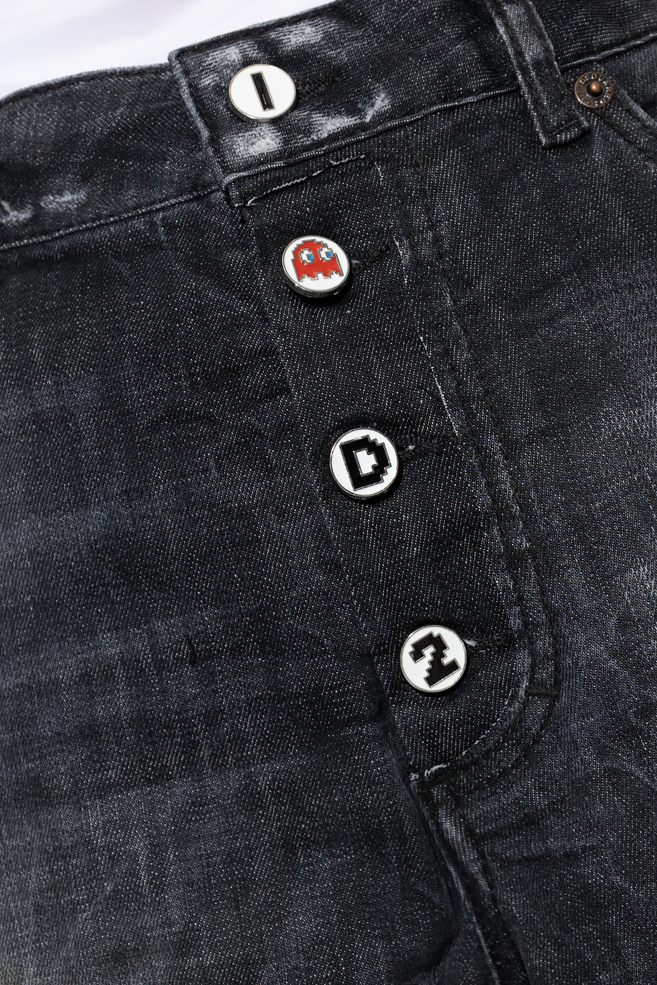 Dsquared2 Paint Splatter Effect Distressed Jeans In Black