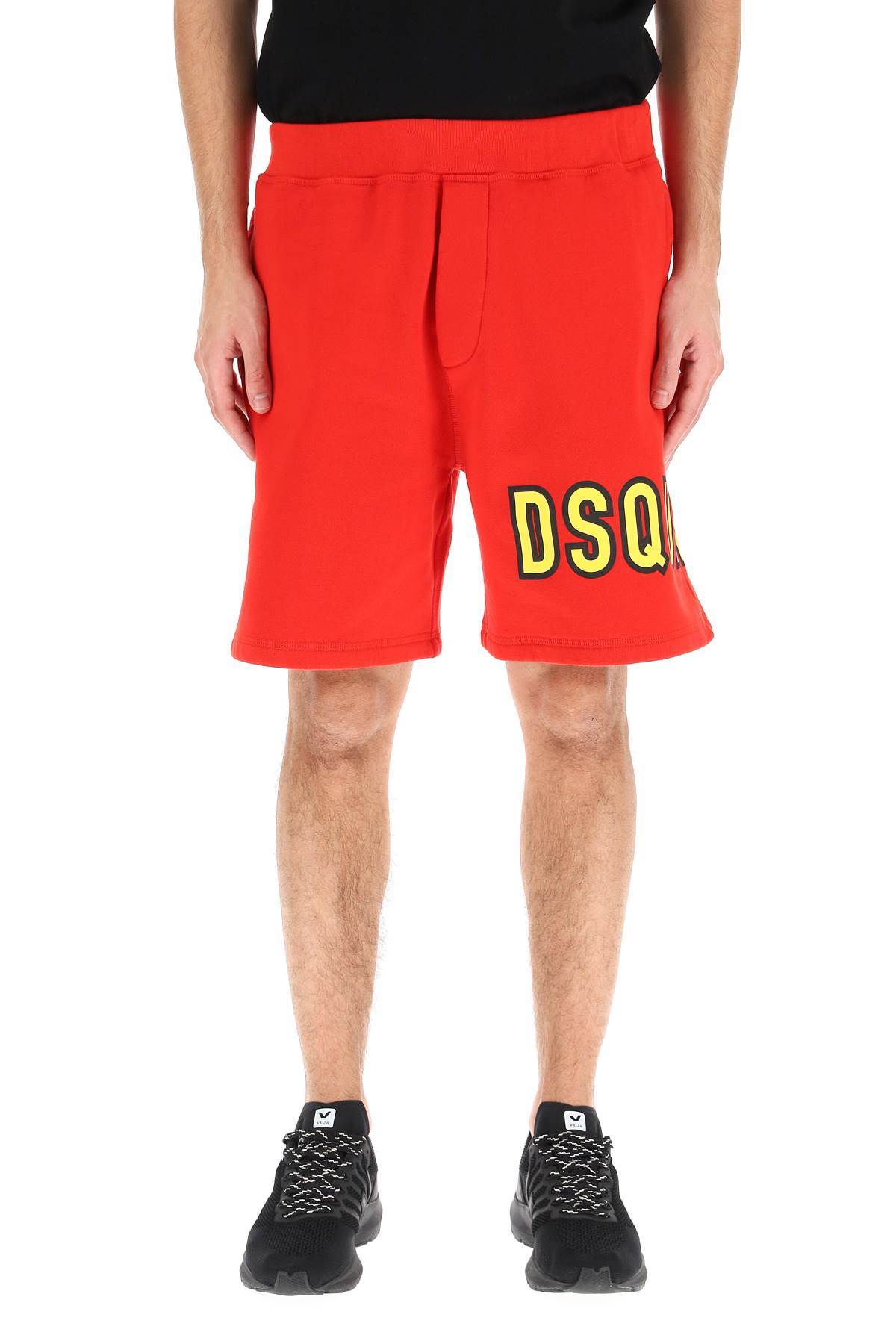 Dsquared2 Logo-print Cotton Shorts In Red