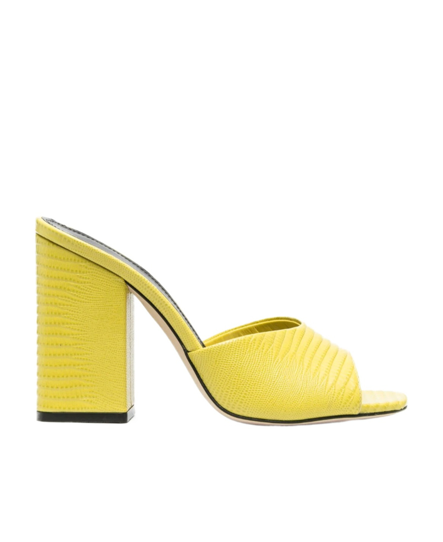 Paris Texas Anja Snakeskin-effect Mules In Yellow