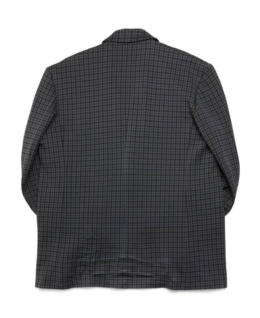 Balenciaga Houndstooth Single-breasted Blazer In Gray