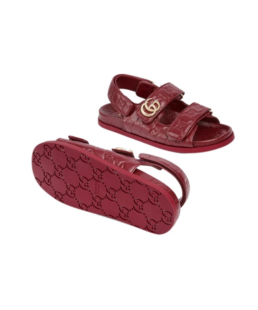 Gucci Double G Flat Sandals In Red