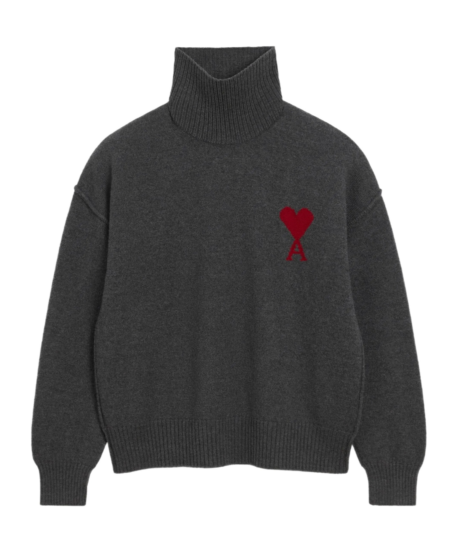 Ami Alexandre Mattiussi Ami Paris Grey Turtleneck Sweater Ami De Coeur Men In Black