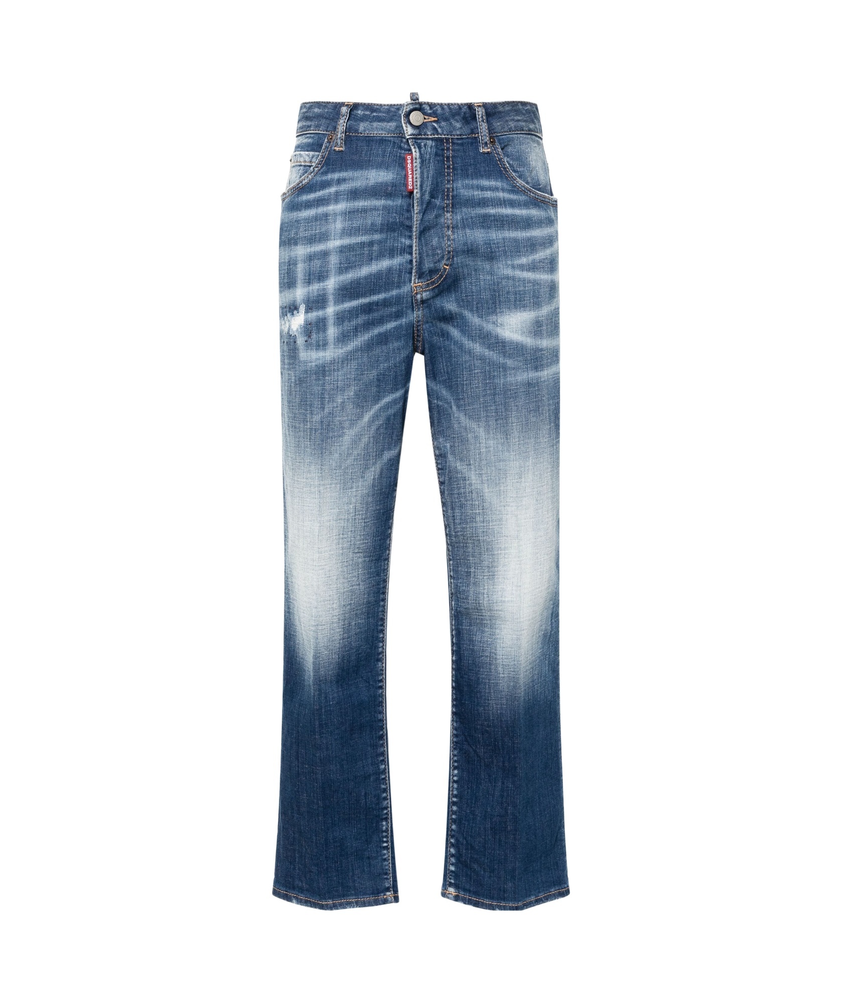 Dsquared2 Boston High-rise Cropped Jeans In Blue