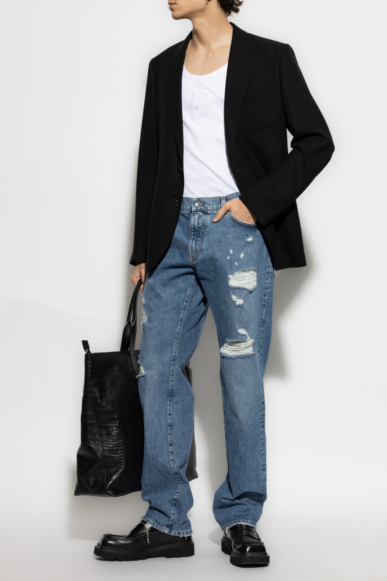 Dolce & Gabbana Long-sleeved Suit Coat In Black