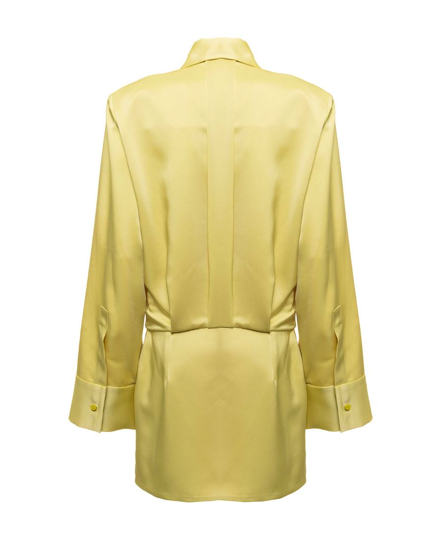 Attico Margot Satin Mini Shirt Dress In Green