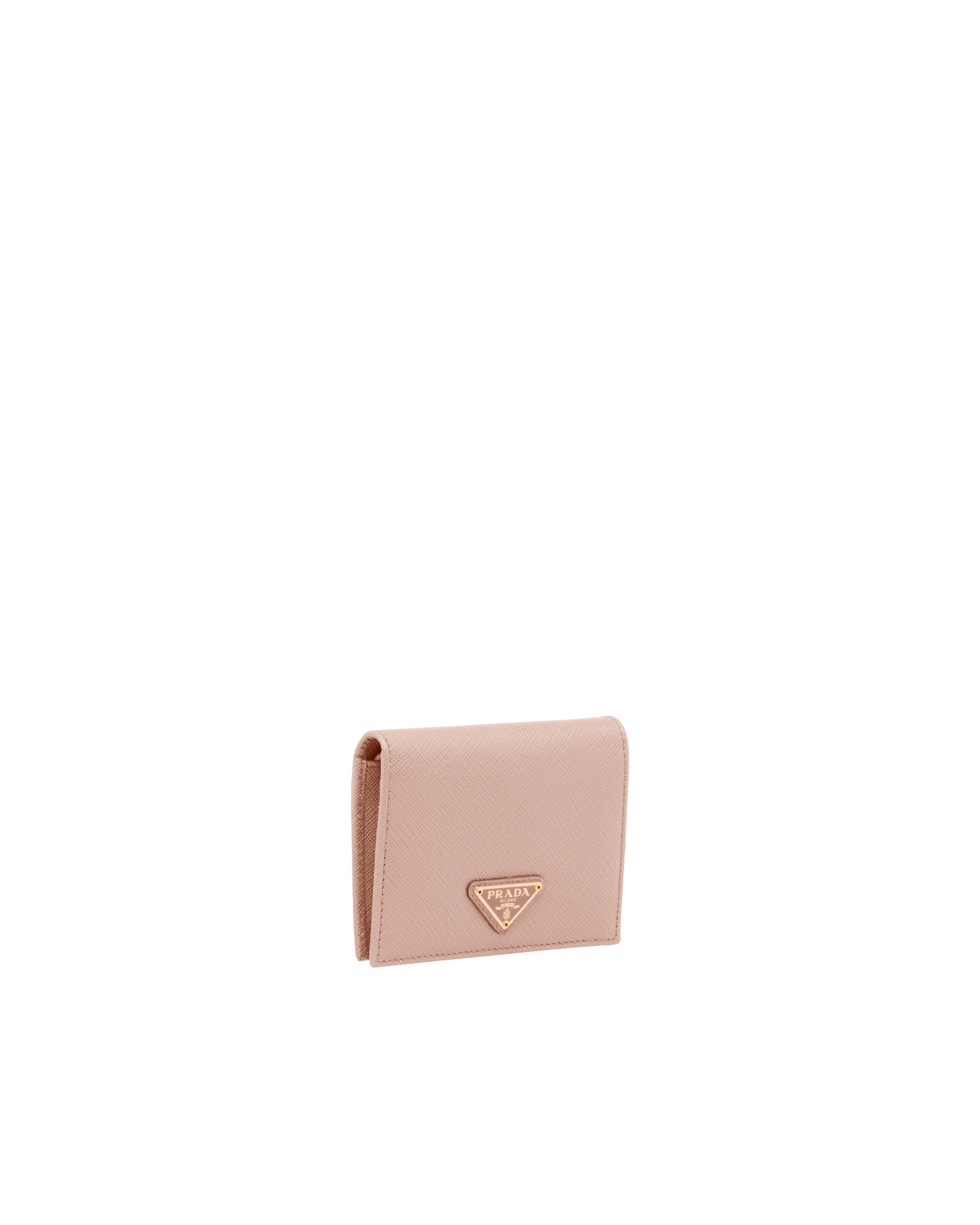 Prada Womens Pink Logo-plaque Small Leather Wallet In Nude
