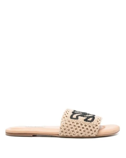 Casadei Segmented Sole Open Toe Flat Sandals In Neutral