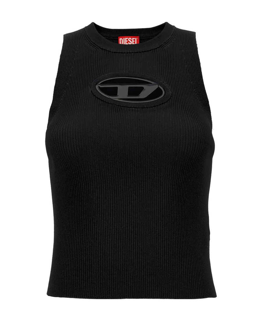 Diesel Knit Tank Top In Cashmere Blend In Black