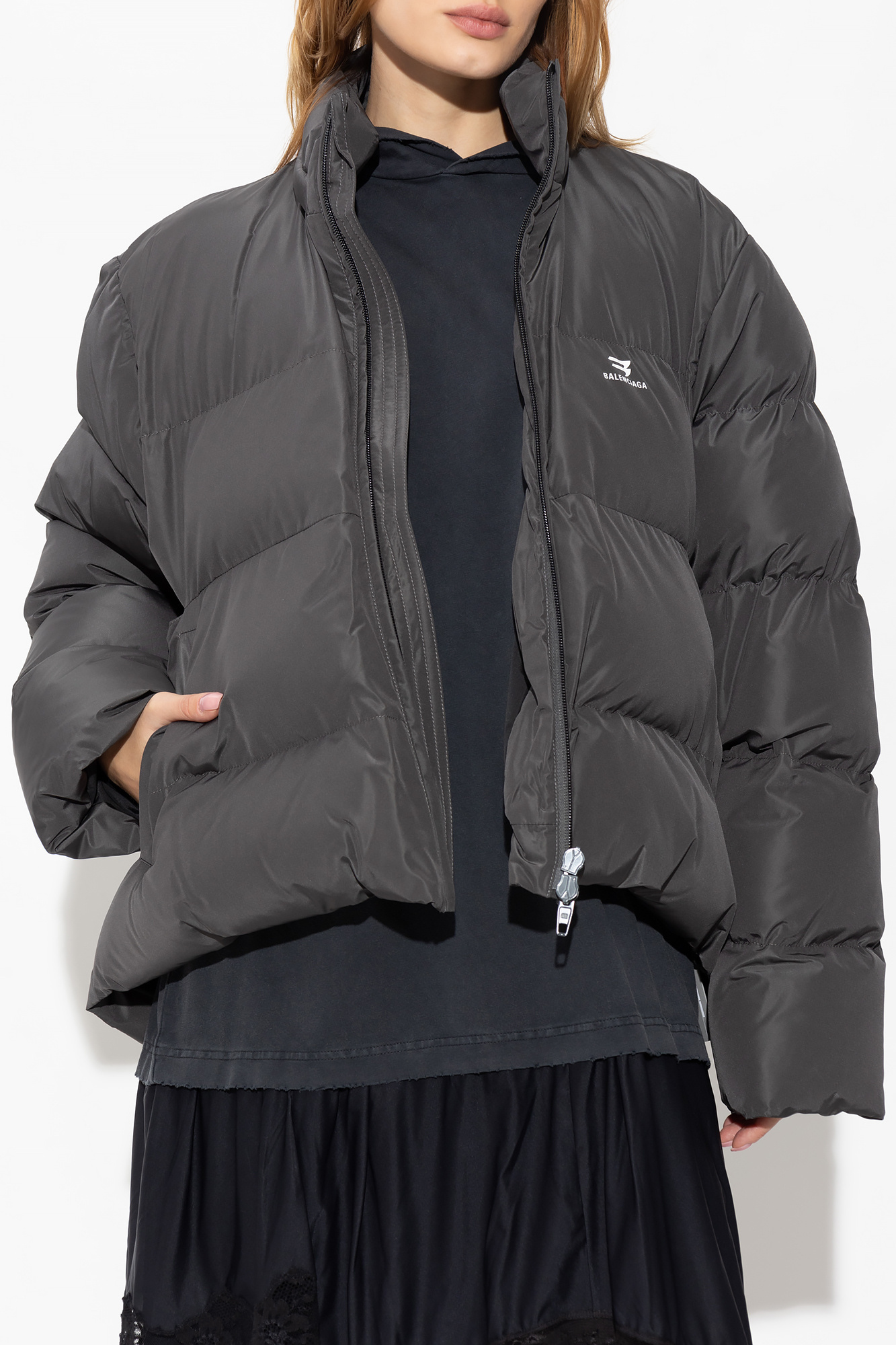 Balenciaga Logo-print Puffer Jacket In Black