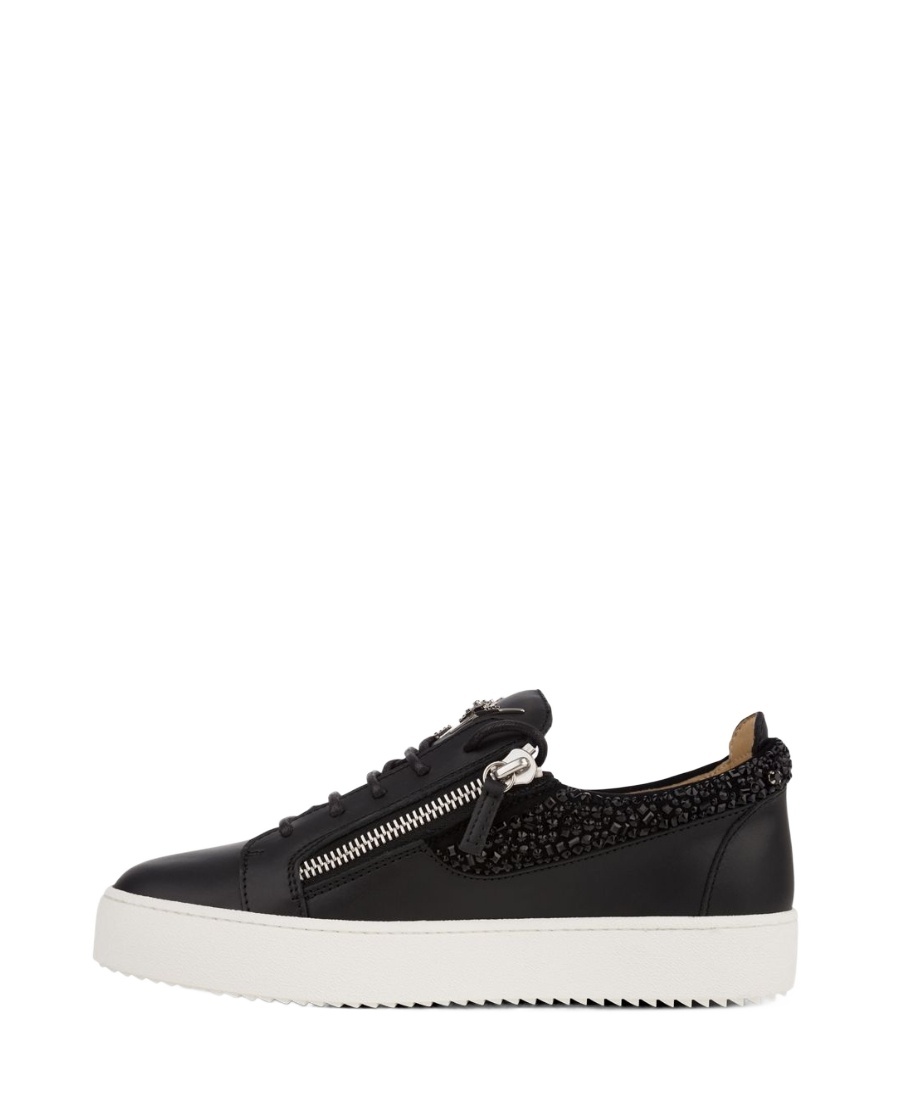 Shop Giuseppe Zanotti Black Crystal Decorated Sneakers