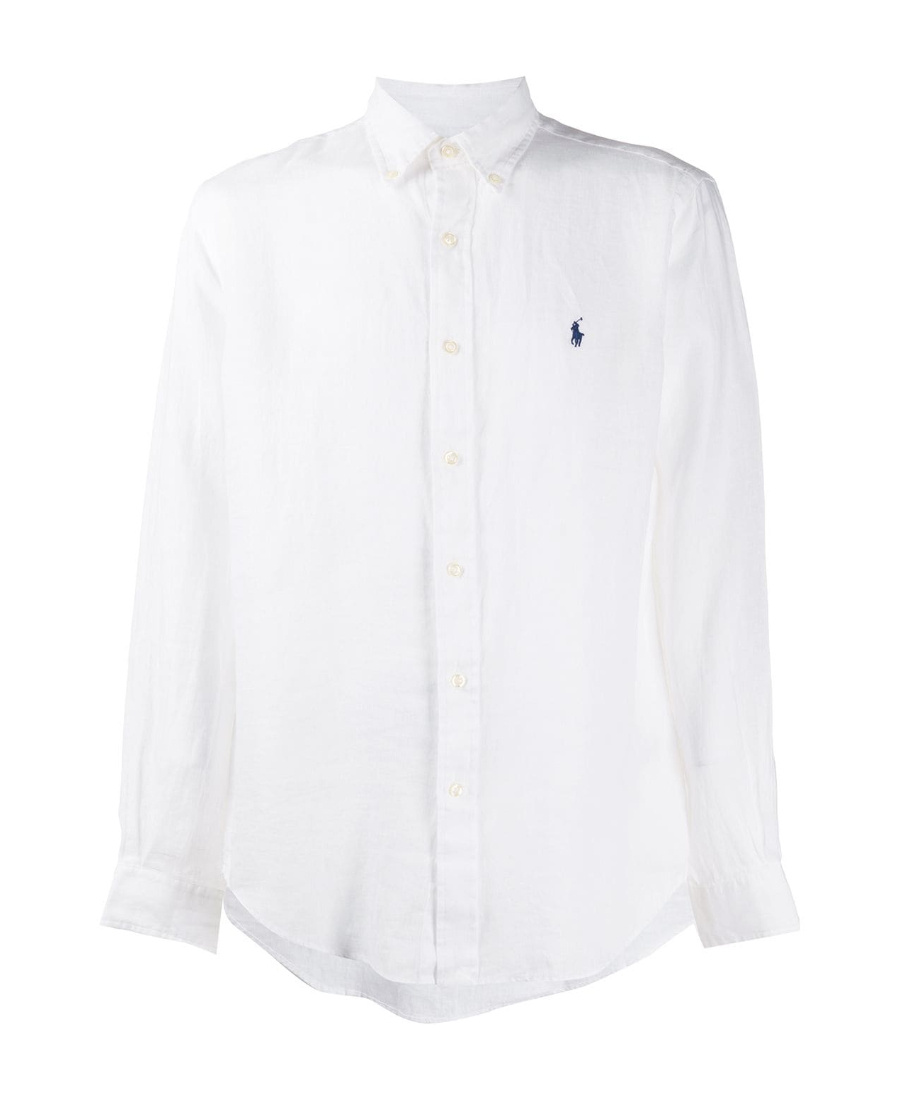 Polo Ralph Lauren Embroidered-logo Cotton Shirt In White