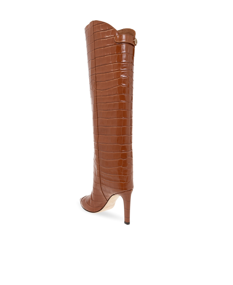 Jimmy Choo Alizze Kb 85 Croc-embossed Leather Knee-high Boot In Brown