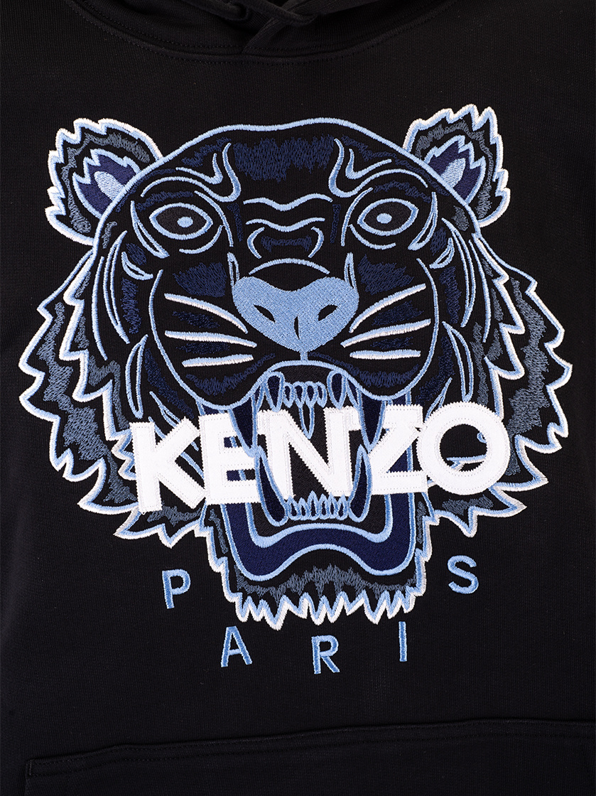 Kenzo Tiger Logo-embroidered Hoodie In Black