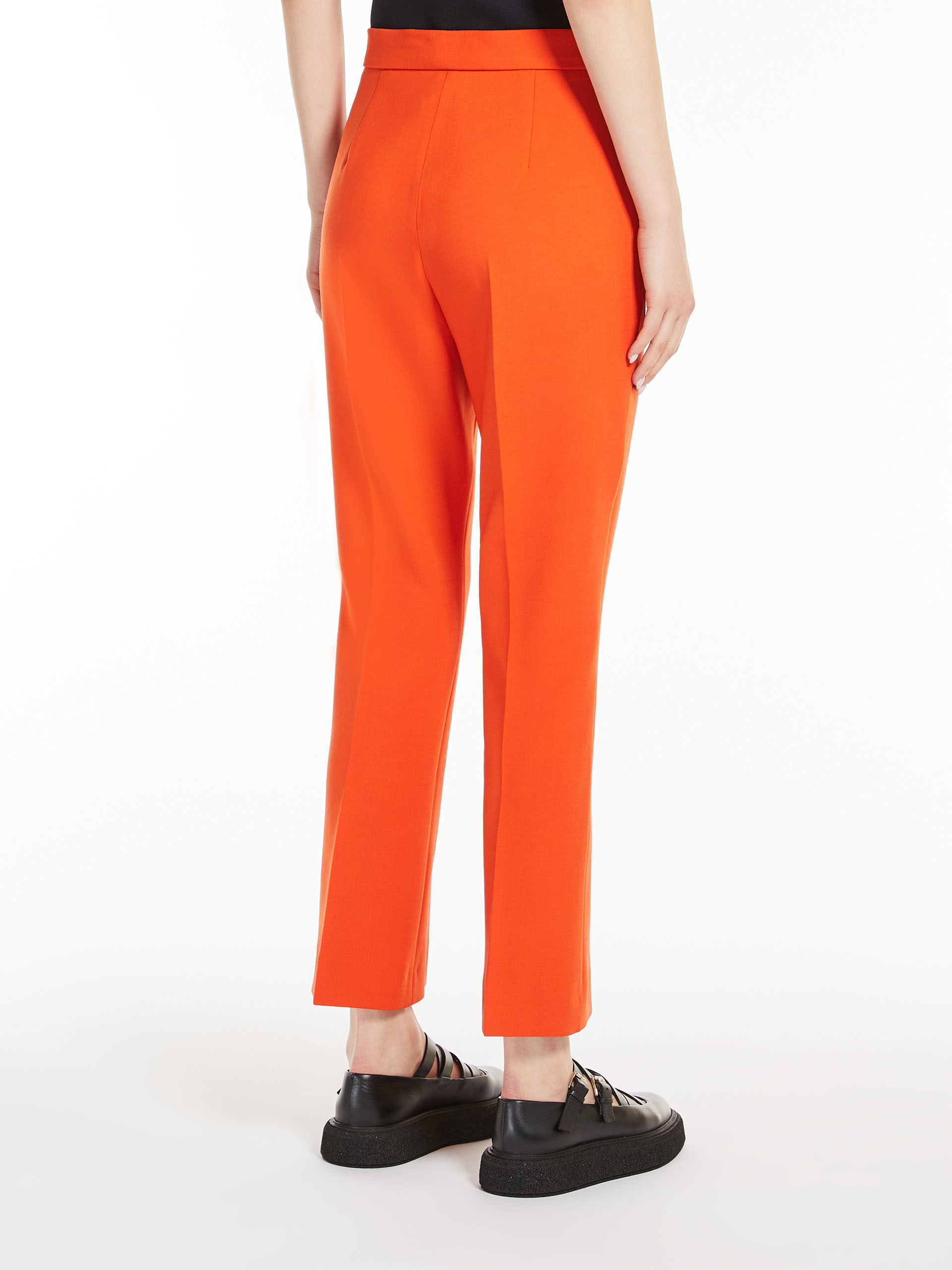Max Mara Nepeta Ankle-length Trousers In Wool Crepe In Orange