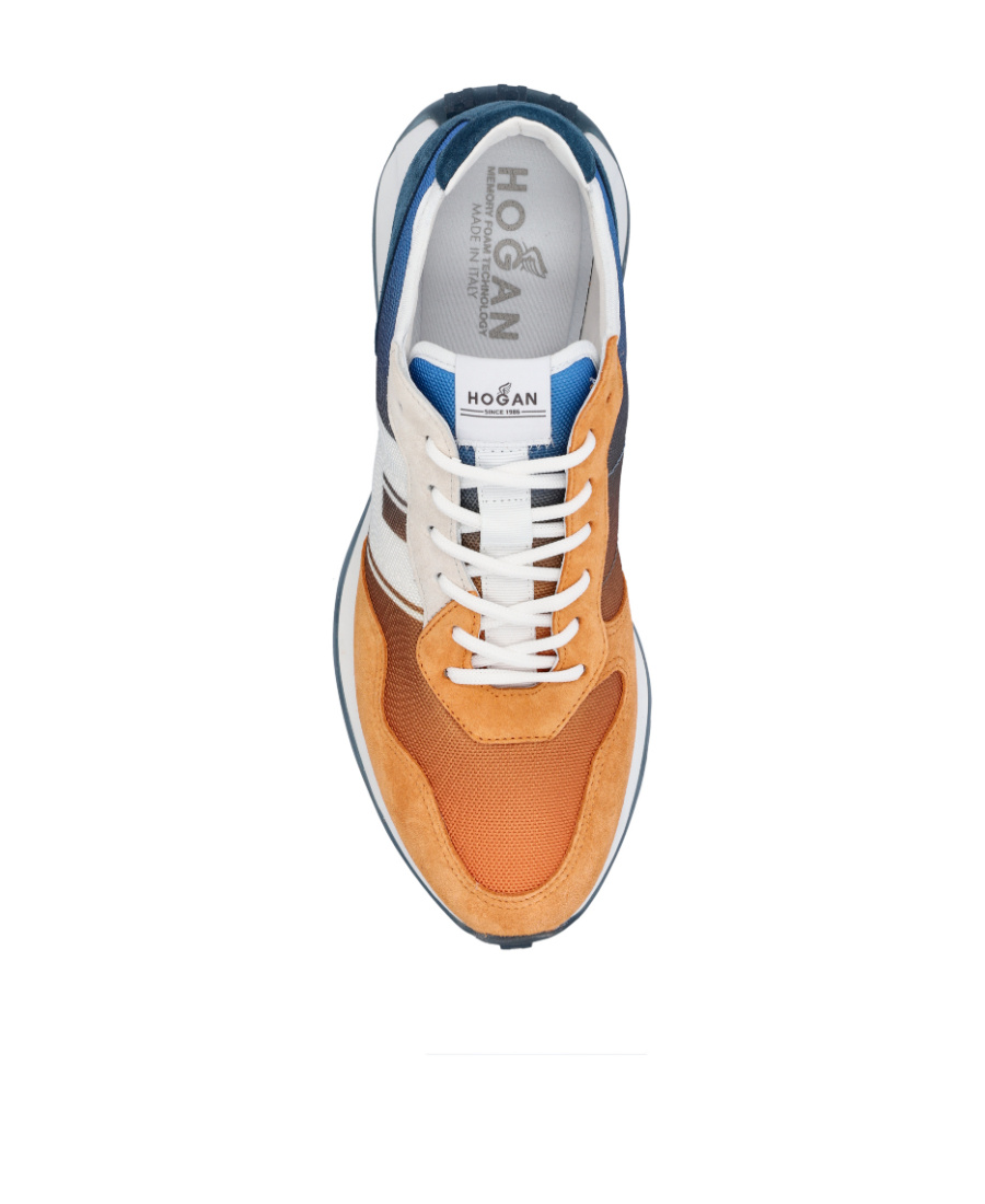 Hogan Round Toe Panelled Sneakers In White