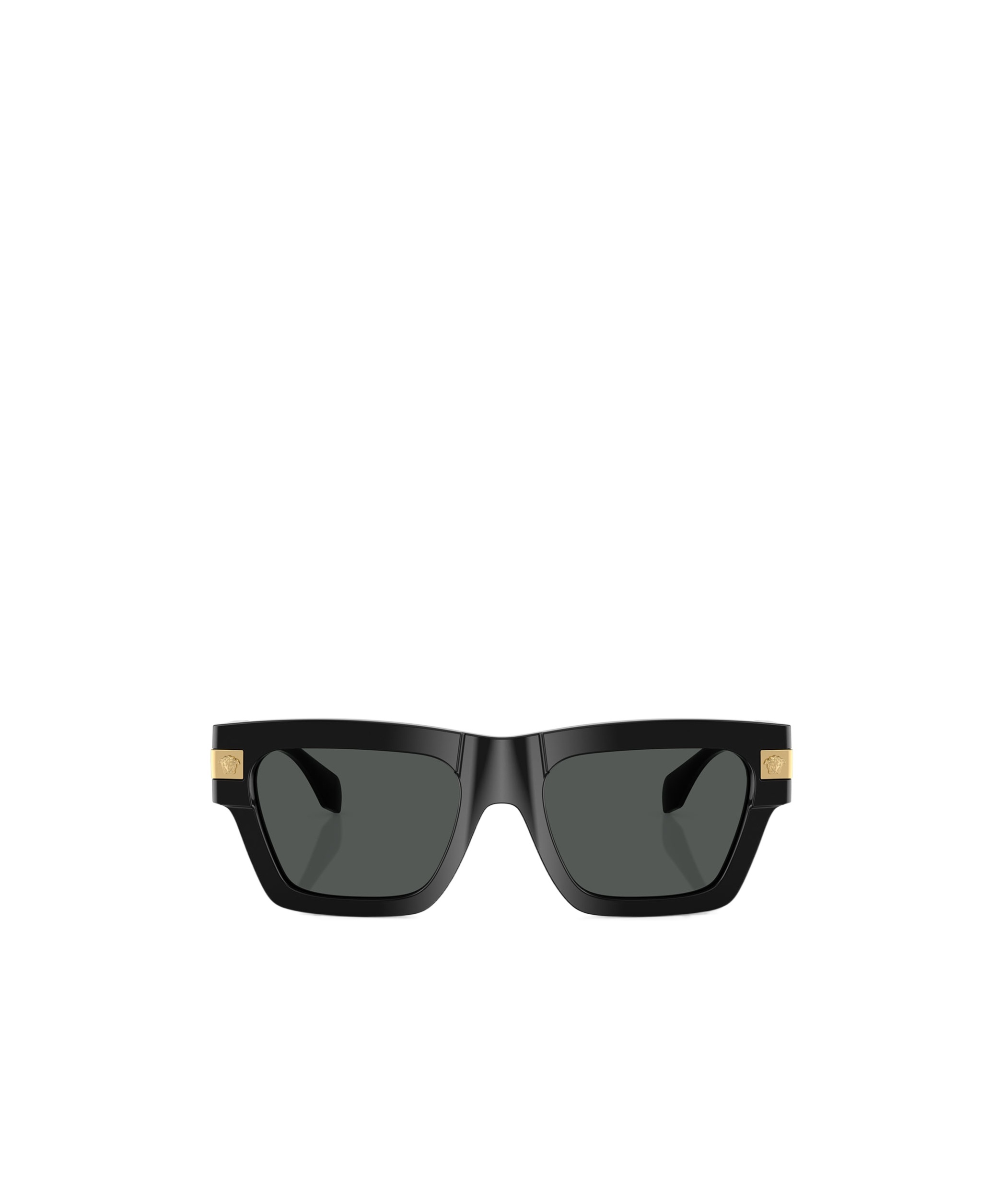 Versace 55mm Plaque Rectangular Sunglasses In Black