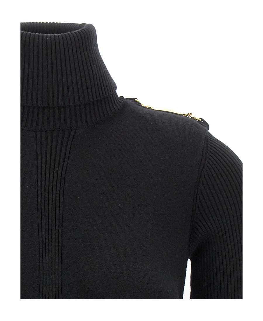 Elisabetta Franchi Knitted Long-sleeve Minidress In Black