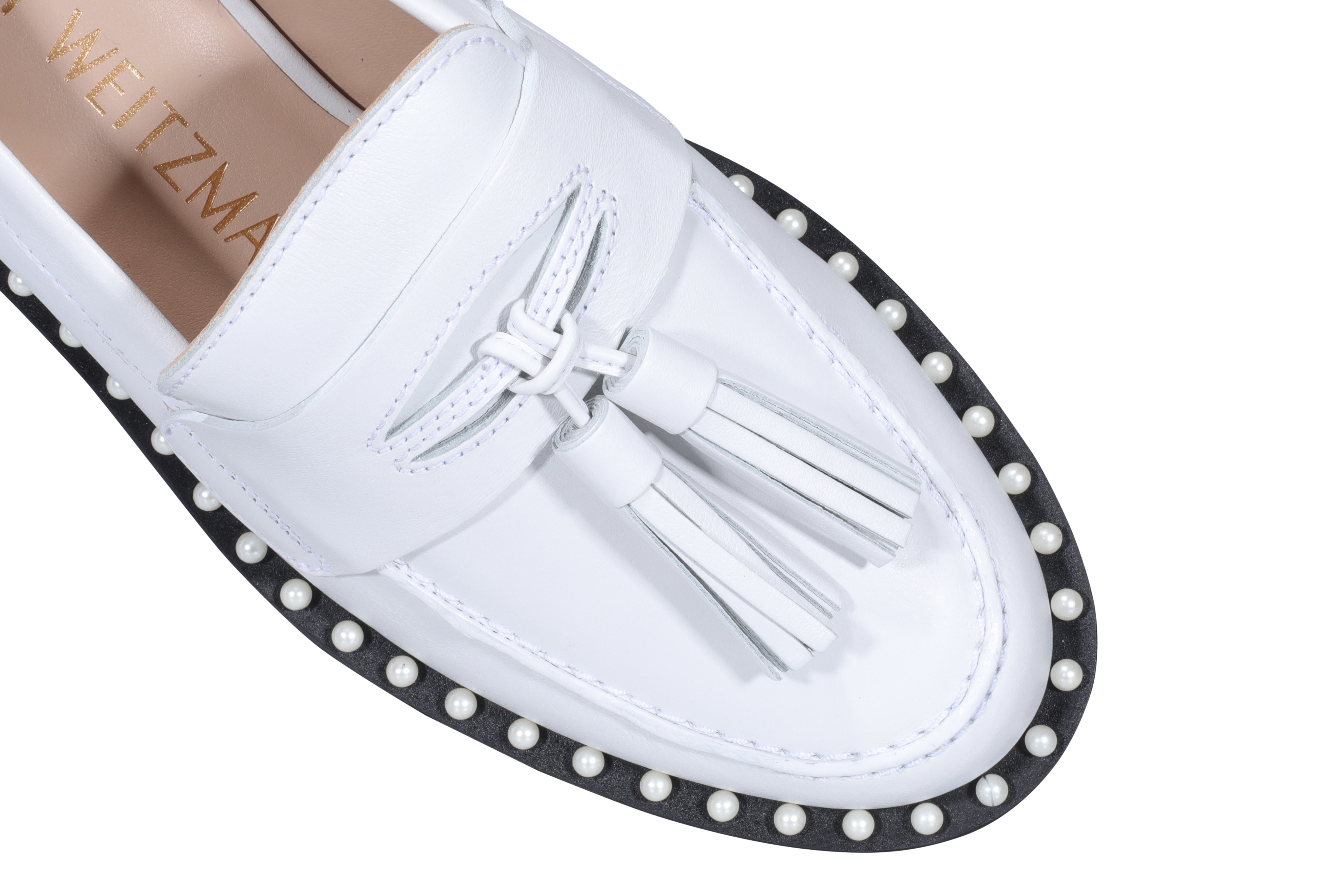 Stuart Weitzman Logo Fringed Flat Shoes In White