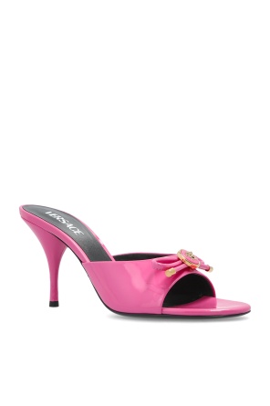 Versace Open Toe High Heel Sandals In Pink