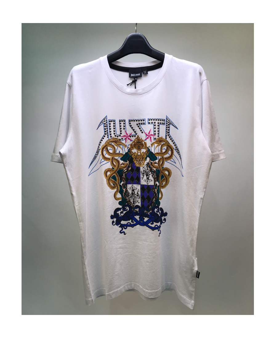 Just Cavalli Printed Round-necked T-shirt In Gray